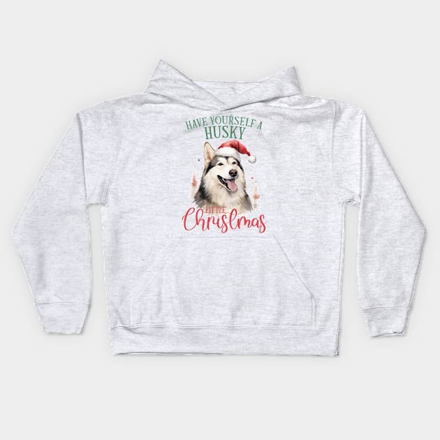 Have yourself a husky litte christmas Kids Hoodie by MZeeDesigns